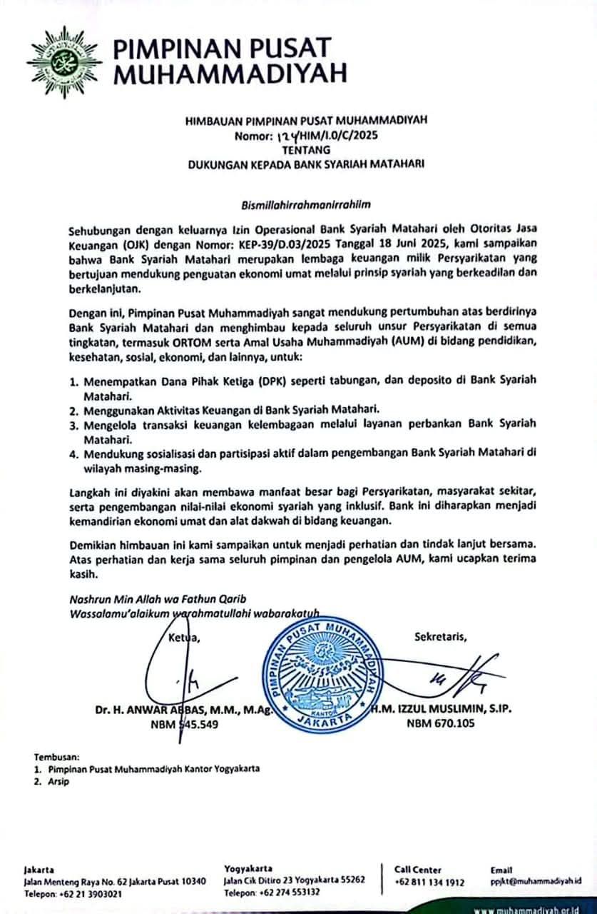 Bank syariah matahari milik muhammadiyah