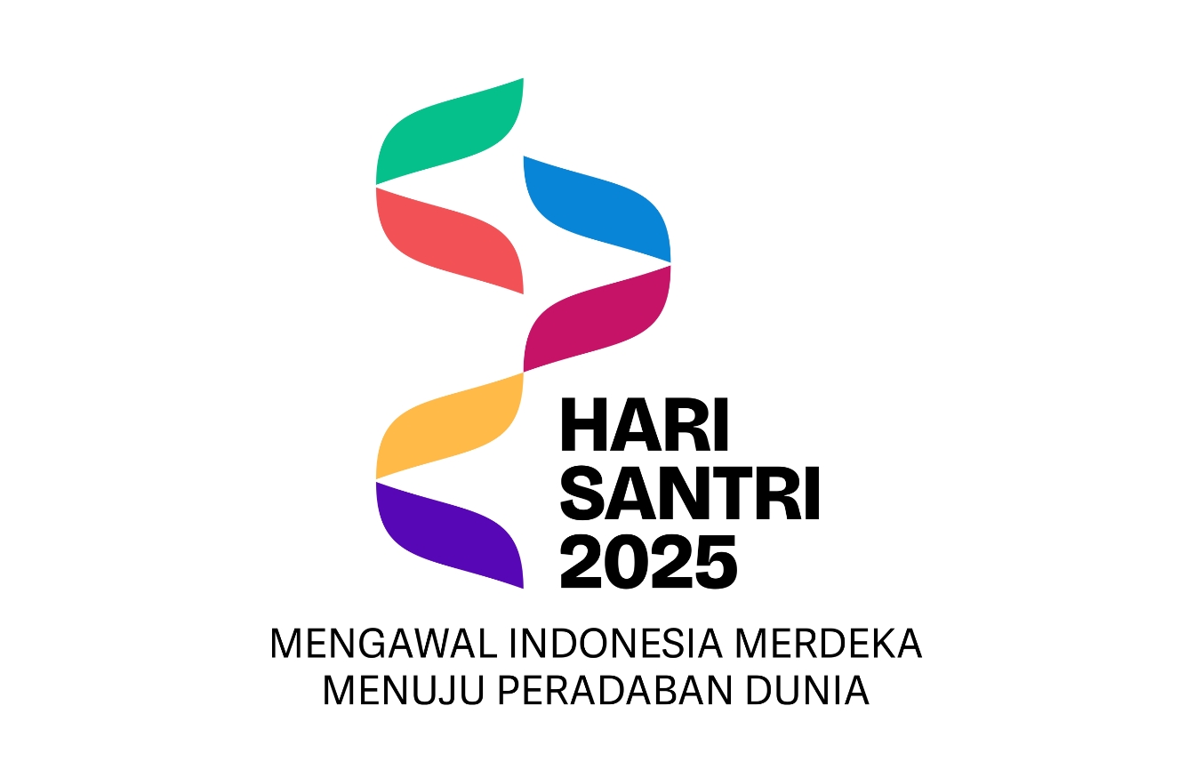 Logo hari santri 2025 tema mengawal indonesia merdeka menuju peradaban dunia