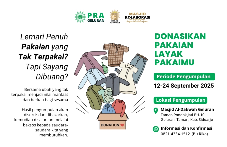 Pra geluran kembali buka donasi pakaian layak pakai ke 6 ajak warga bantu warga