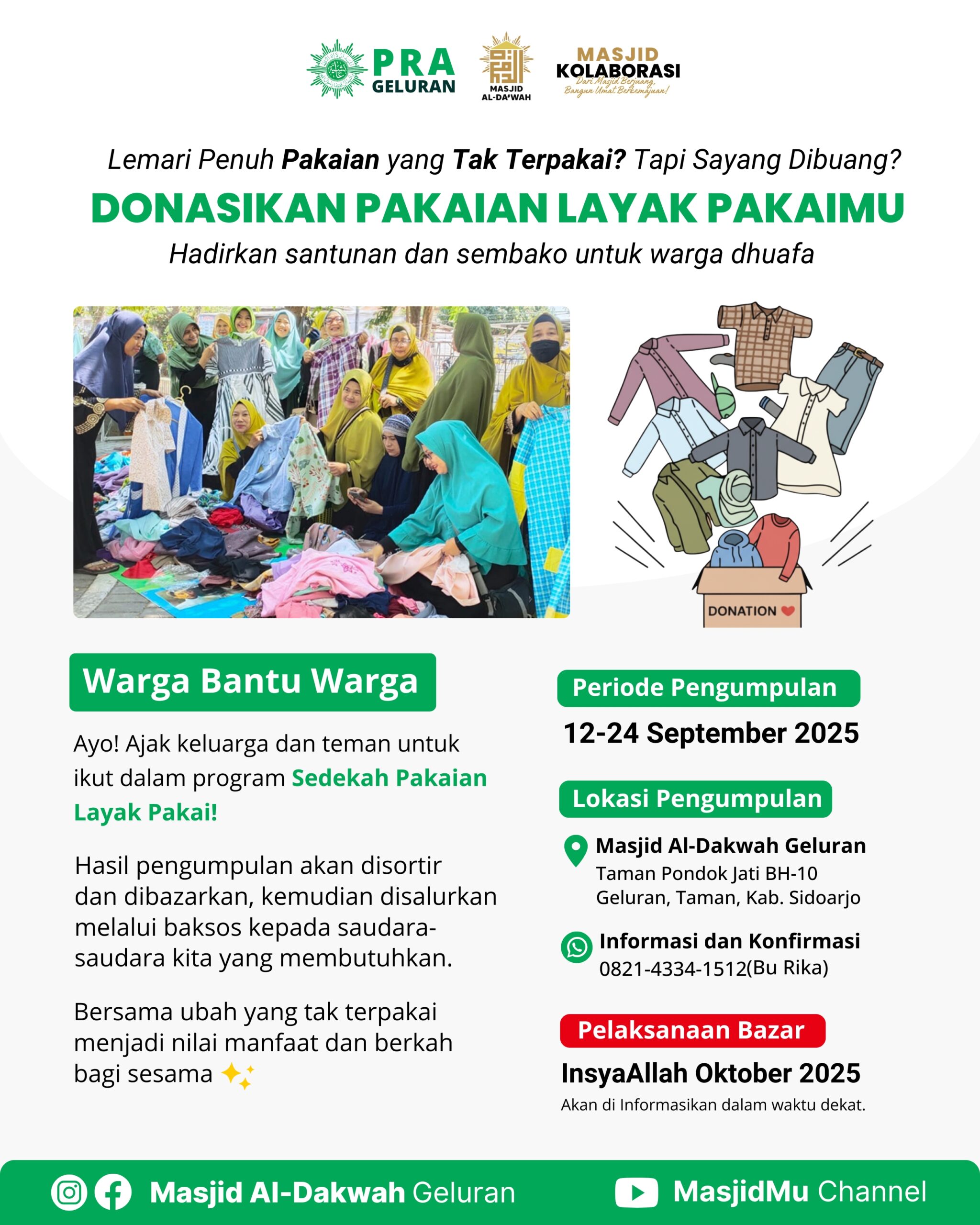 Pra geluran kembali buka donasi pakaian layak pakai ke 6