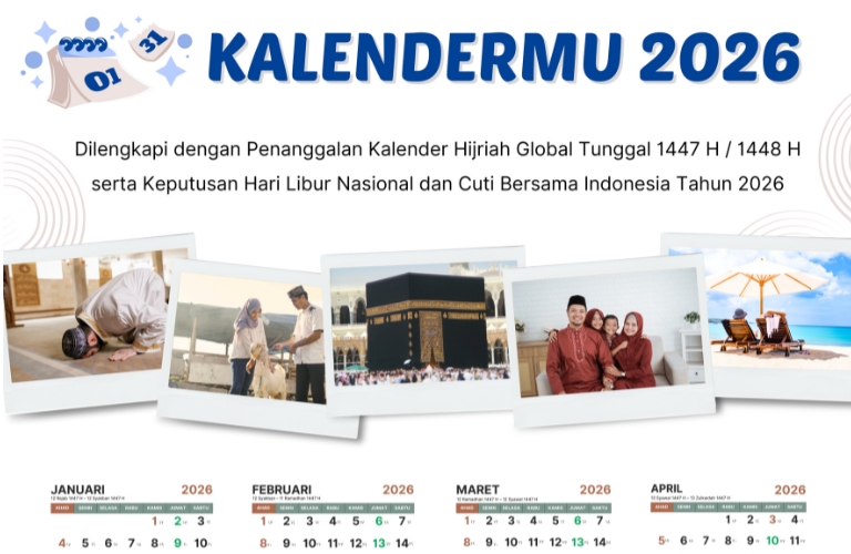 Download Template Kalender 2026 Penanggalan Hijriah, Hari Libur, dan Cuti Bersama Nasional