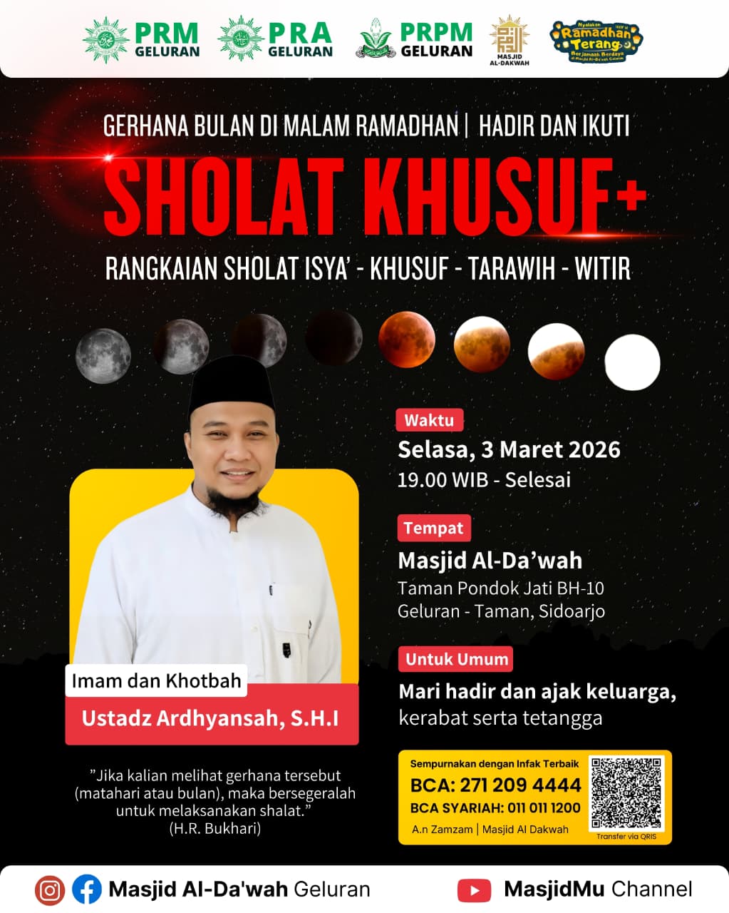 Masjid Al Dakwah Geluran Gelar Sholat Gerhana Bulan (Khusuf) 3 Maret 2026, Ini Waktu dan Lokasinya!